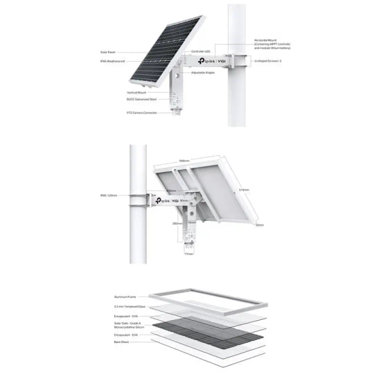 TP-Link VIGI SP9030 Güneş Enerjisi Besleme Sistemi - 30Ah Batarya, 10.8V Çıkış ve 90W Yüksek Verimli Solar Panel Seti